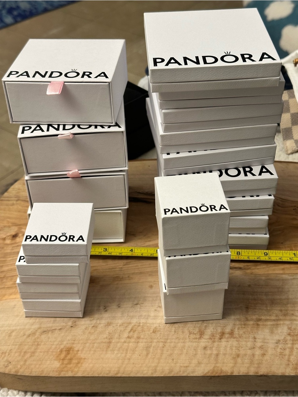 20 Pandora White Jewelry Gift Boxes with Pink Ribbon Accents